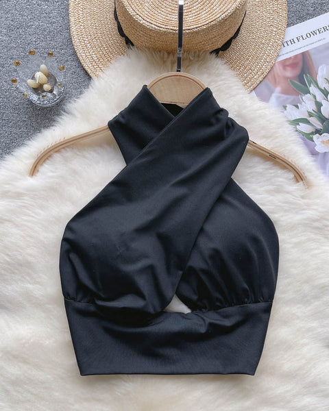 Şık Sırt Açık Çapraz Halter Üst