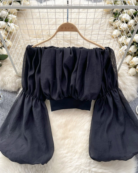 Seksiy Off-shoulder Volanlı Şifon Bluz