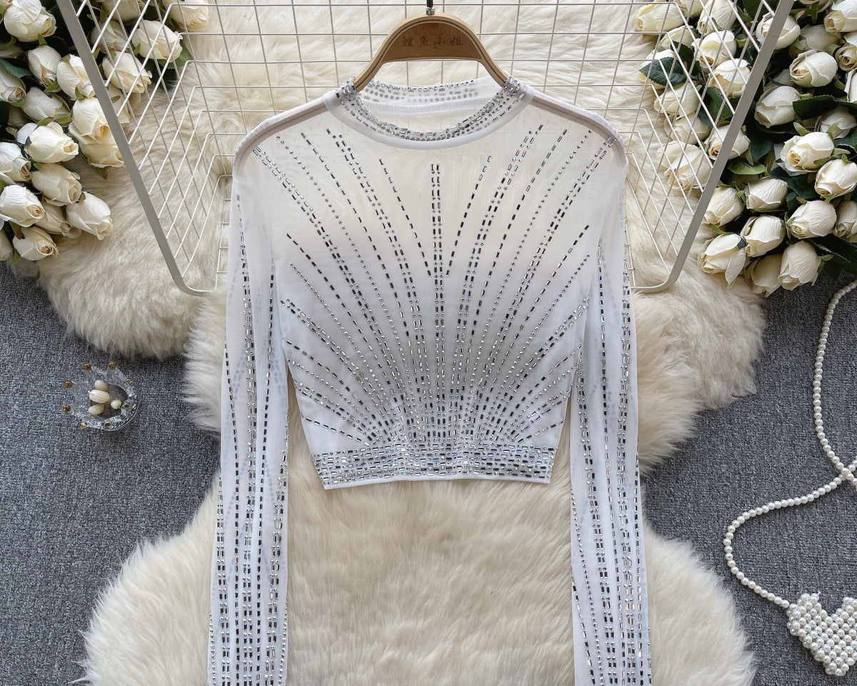 Boncuklu Şeffaf Alt Tişört