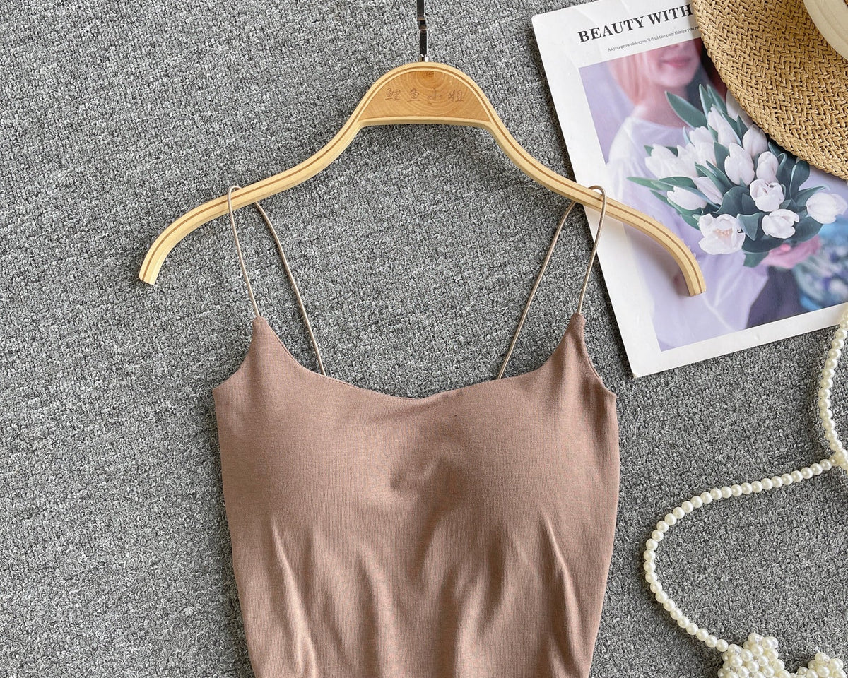 Basit Tasarım Şeker Renk Kolsuz Bluz