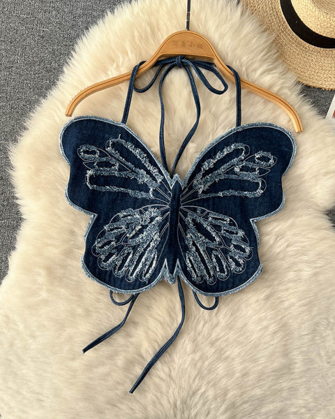 3D Kelebek Askılı Sırt Açık Üst