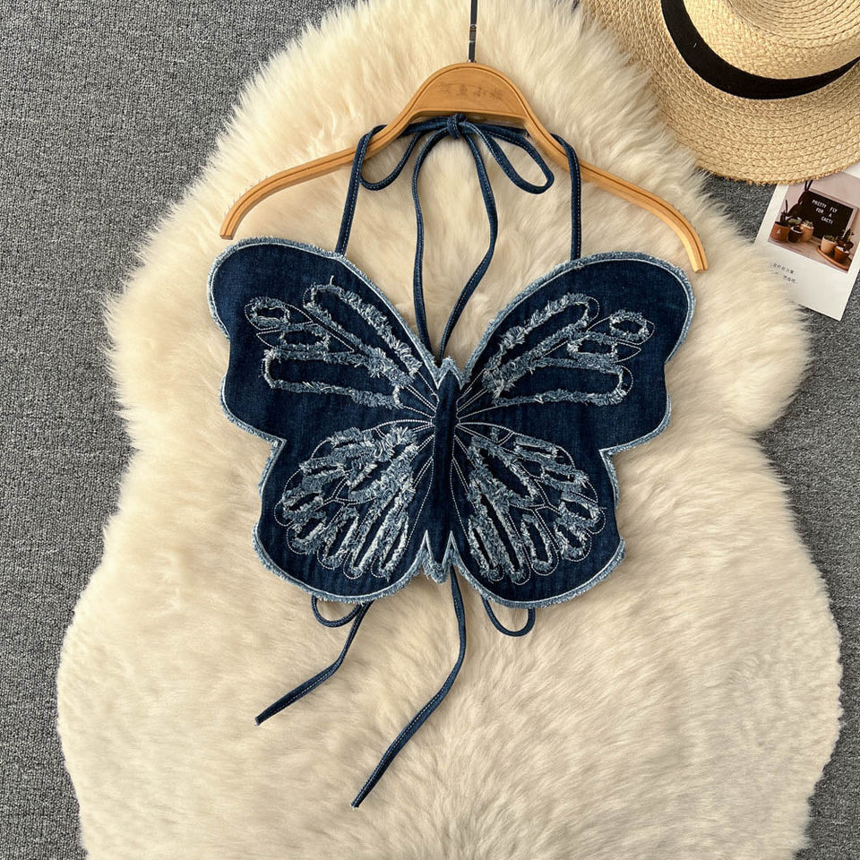 3D Kelebek Askılı Sırt Açık Üst