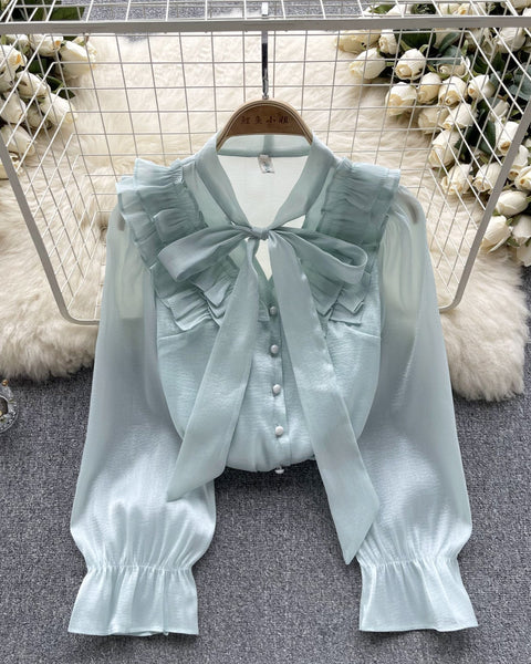 Parlayan Plise Fiyonklu Gömlek