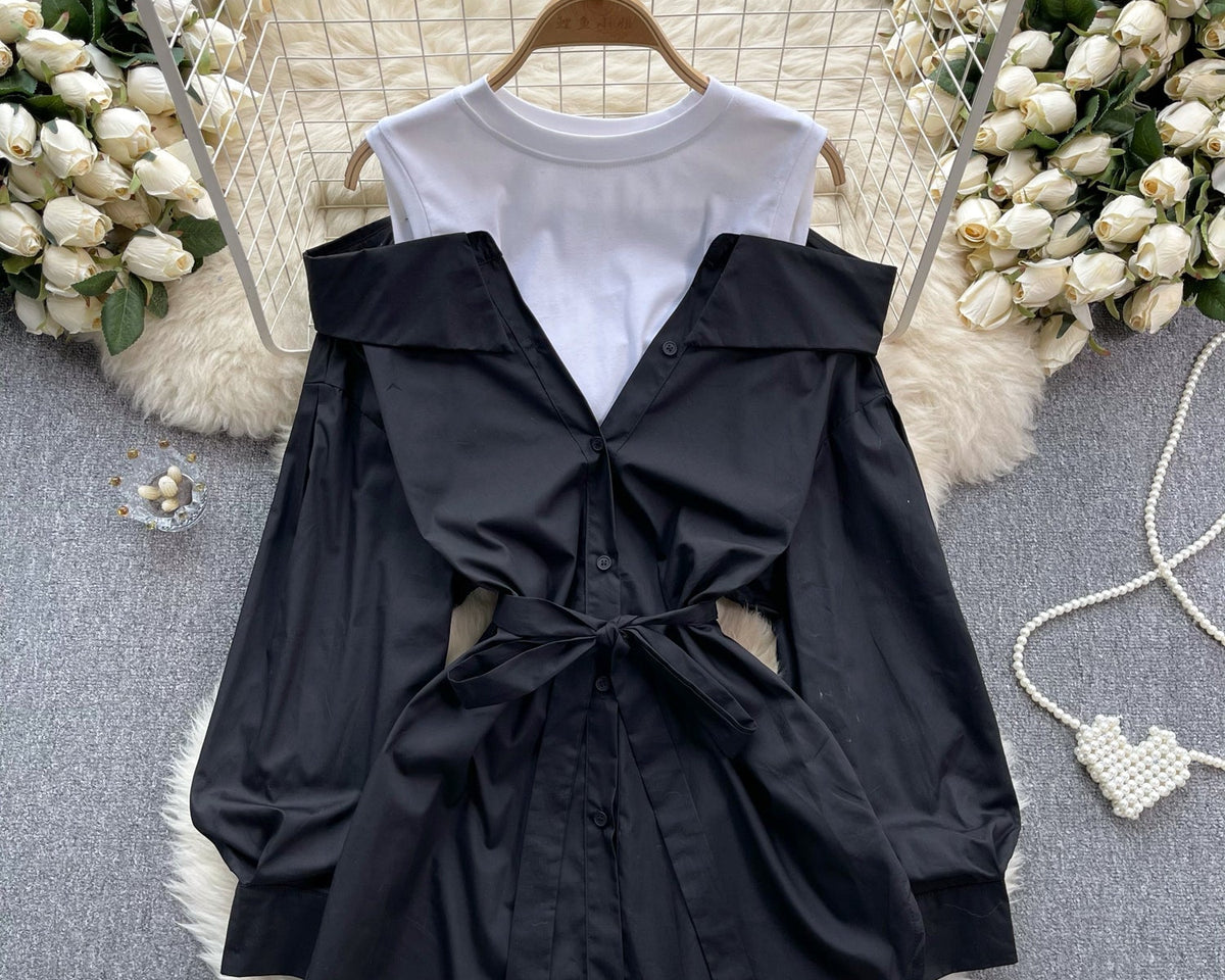 Niş Yapay İki Parça Patchwork Üst