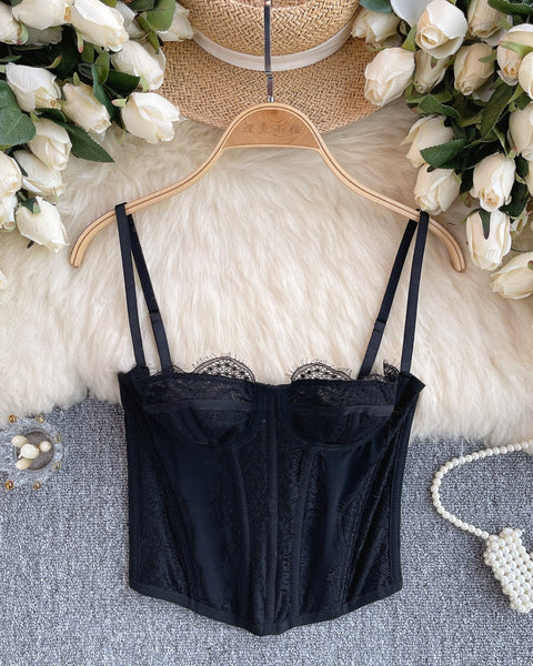 Dar Kesim Düz Renk Dantel Atlet