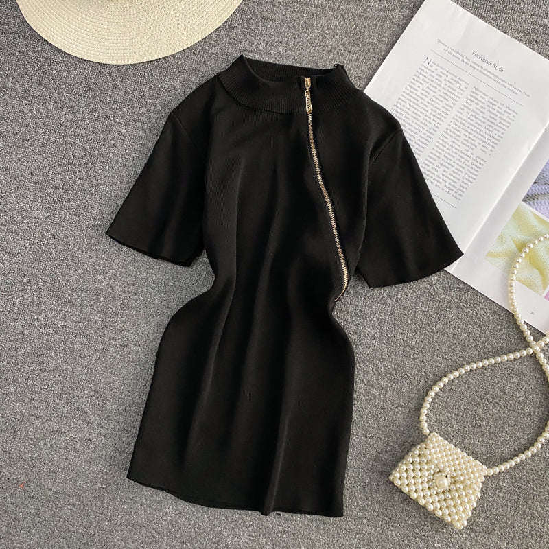 Asia Style Fermuar Detaylı T-Shirt