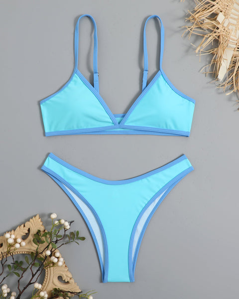 Basit Tasarım Renk Bloklama Bikini