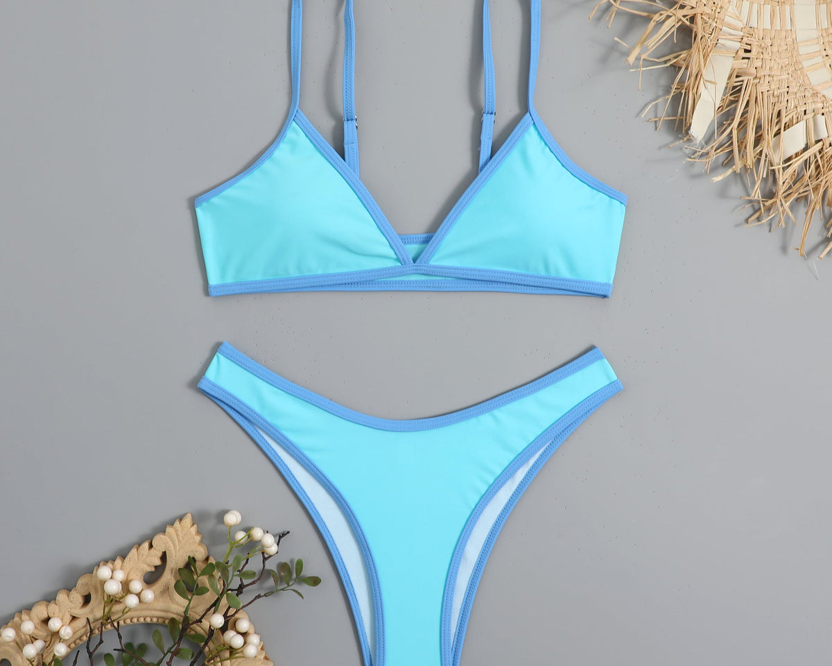 Basit Tasarım Renk Bloklama Bikini