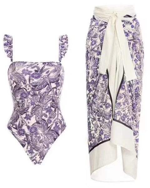 Çiçekli Mayo ve Dantel Detaylı Önlük Etek