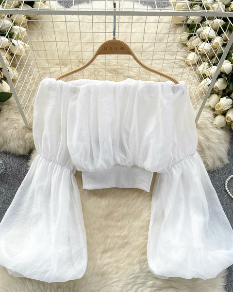 Seksiy Off-shoulder Volanlı Şifon Bluz