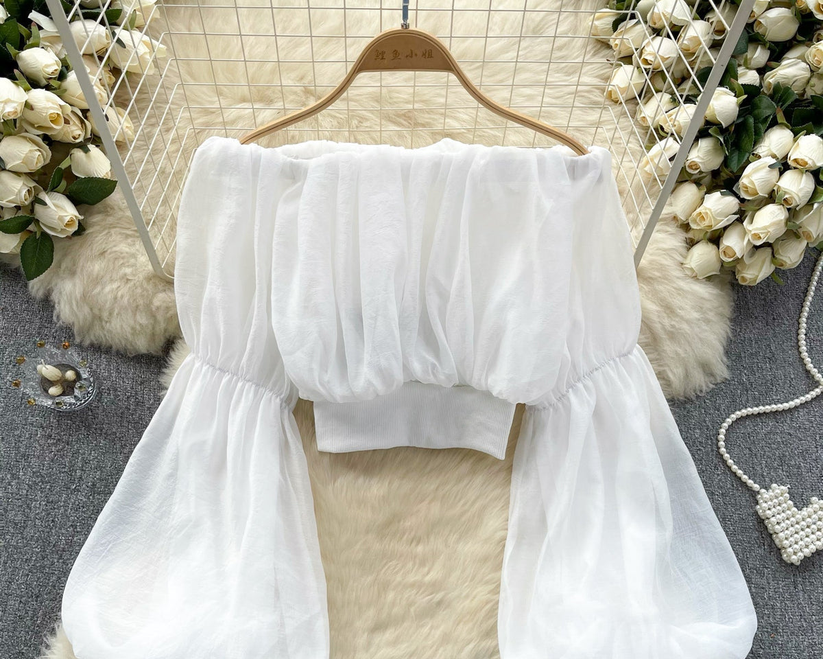 Seksiy Off-shoulder Volanlı Şifon Bluz