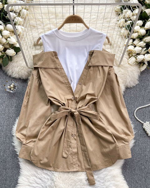 Niş Yapay İki Parça Patchwork Üst