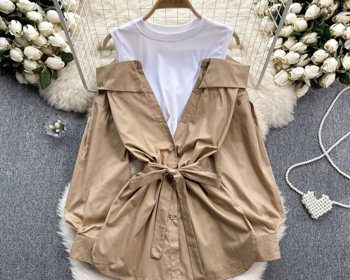 Niş Yapay İki Parça Patchwork Üst