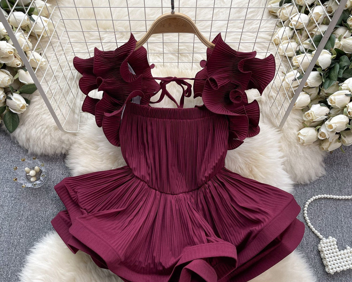 Düzensiz Tasarım Bağcıklı Volanlı Üst