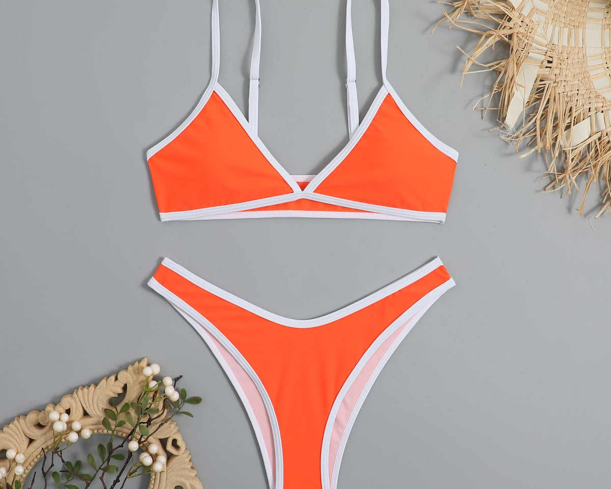 Basit Tasarım Renk Bloklama Bikini