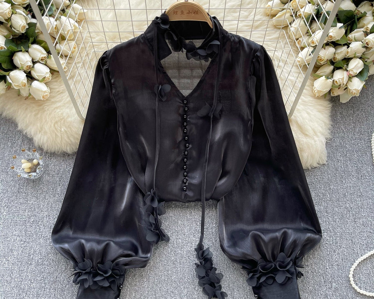 Kurumsal Dantel Saten Gömlek Ribbons ile