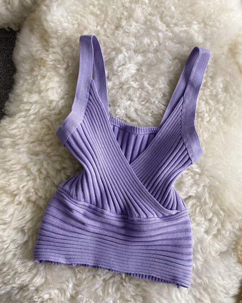 Vintage Çizgili Örgü Yelek