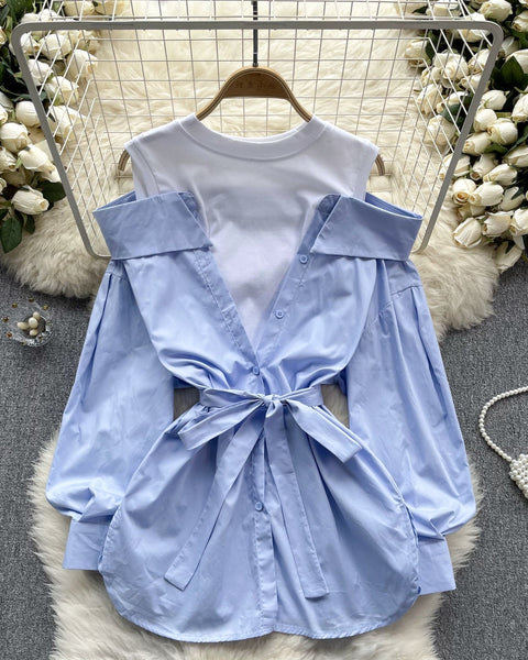 Niş Yapay İki Parça Patchwork Üst