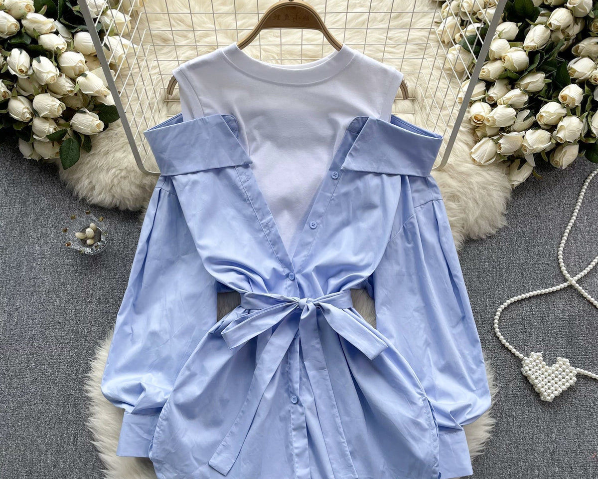 Niş Yapay İki Parça Patchwork Üst