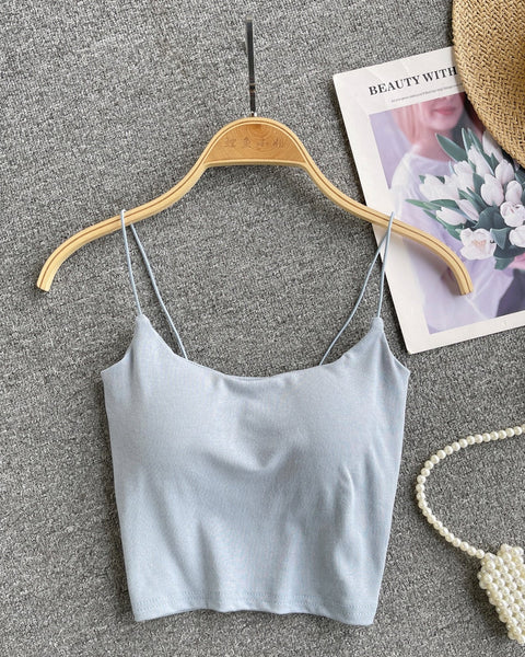 Basit Tasarım Şeker Renk Kolsuz Bluz