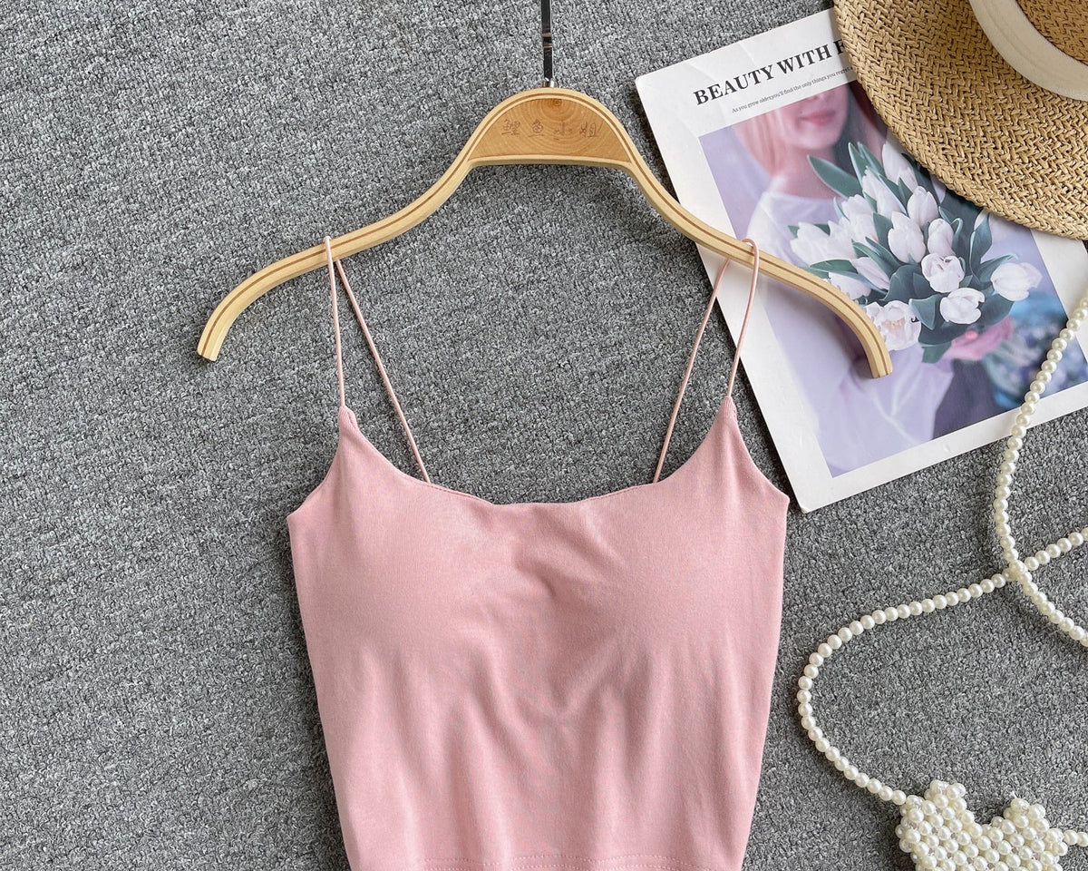 Basit Tasarım Şeker Renk Kolsuz Bluz