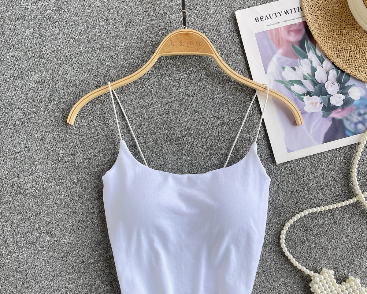 Basit Tasarım Şeker Renk Kolsuz Bluz