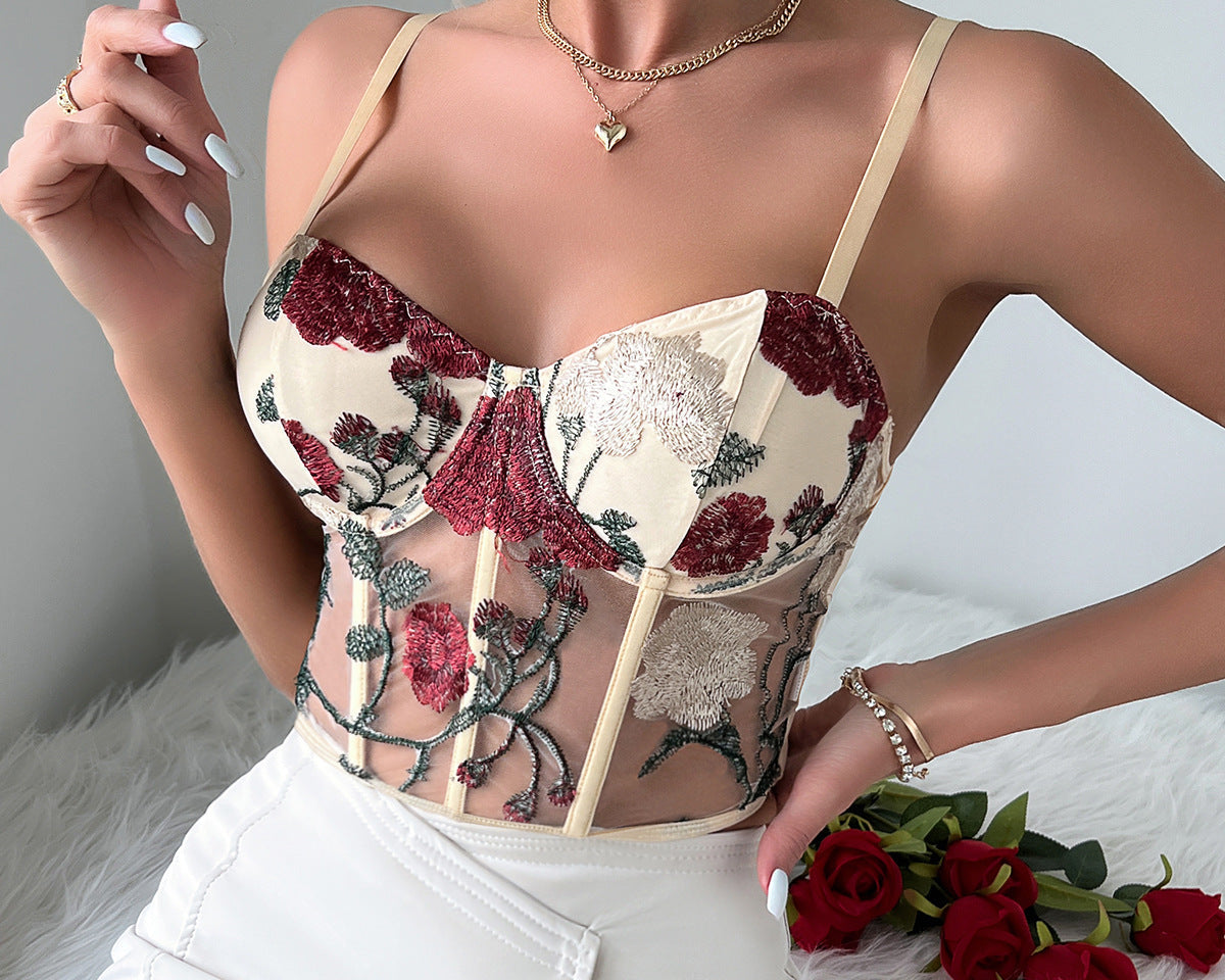 Bellachicha Kadın Yelek, Çiçek Desenli Dantel İğneleme