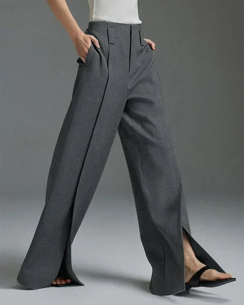 Cedricay | Split-Front Kadın Pantolon | Gri