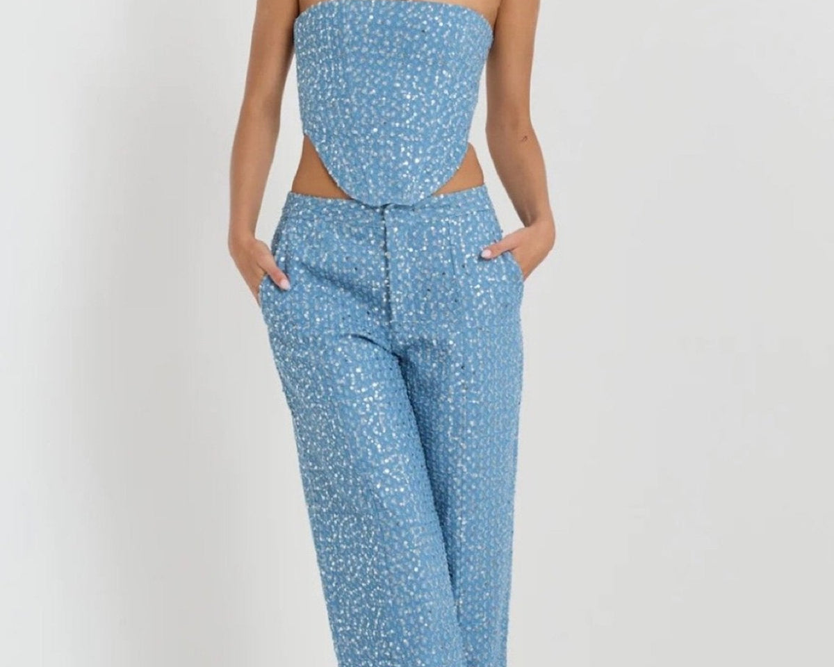 Belinda Payetli Kot Pantolon Seti