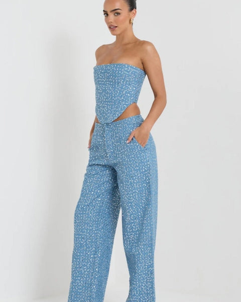 Belinda Payetli Kot Pantolon Seti