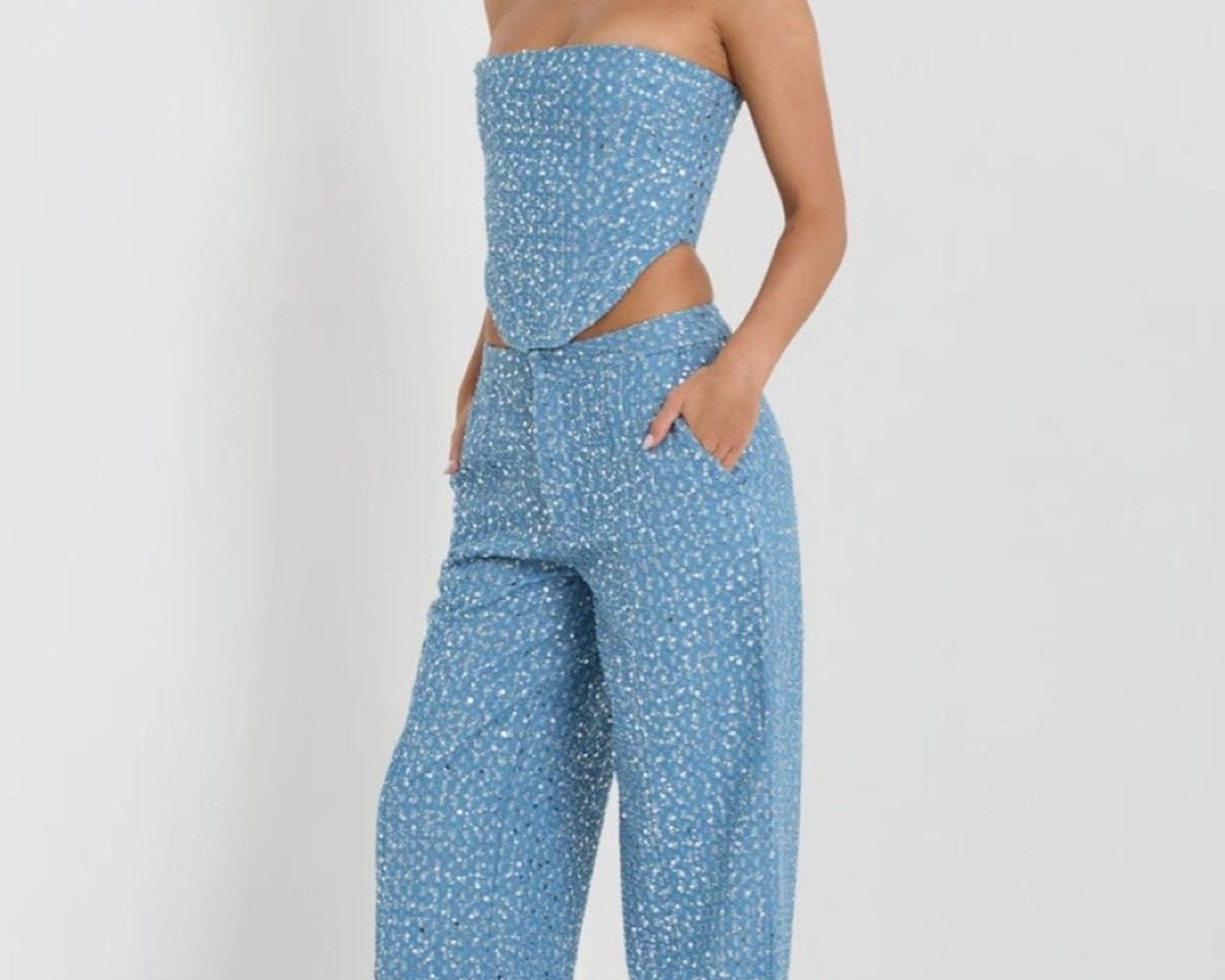 Belinda Payetli Kot Pantolon Seti