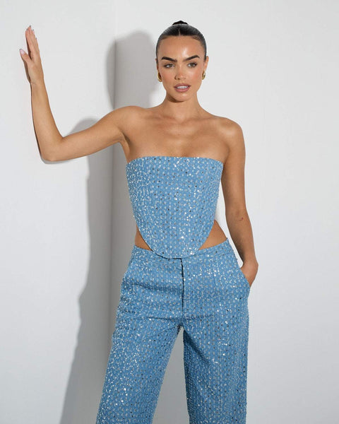 Belinda Payetli Kot Pantolon Seti