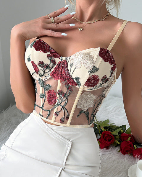 Bellachicha Kadın Yelek, Çiçek Desenli Dantel İğneleme