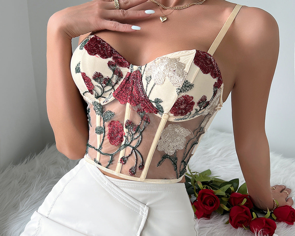 Bellachicha Kadın Yelek, Çiçek Desenli Dantel İğneleme