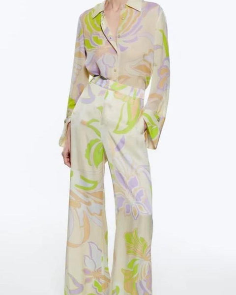 Akış Baskılı Bluz Seti