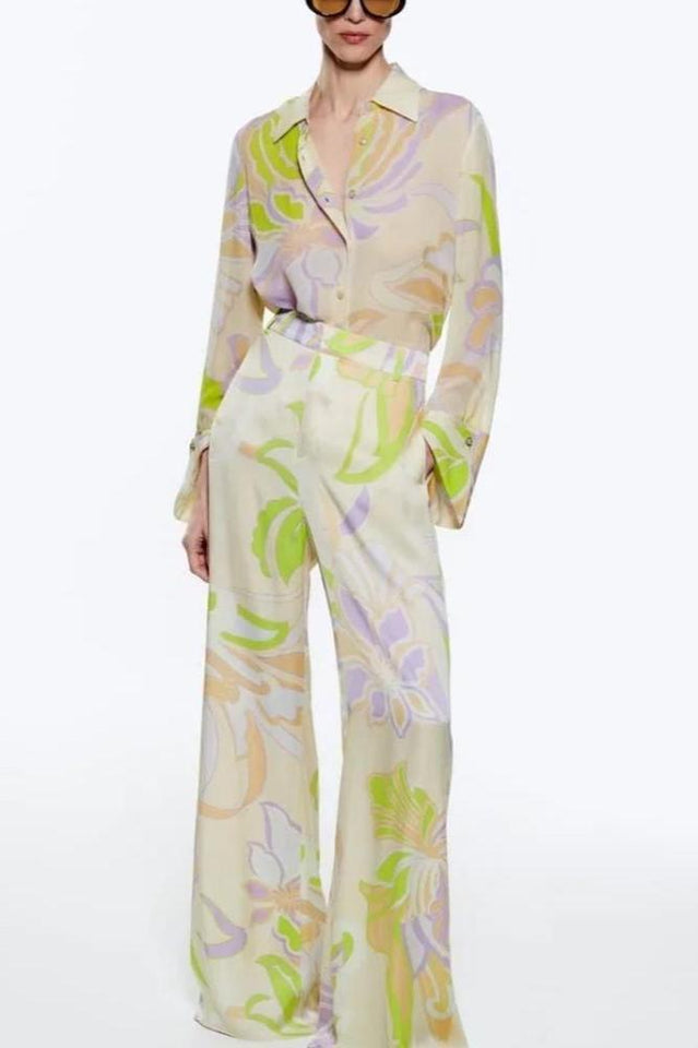 Akış Baskılı Bluz Seti