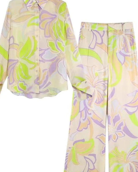 Akış Baskılı Bluz Seti