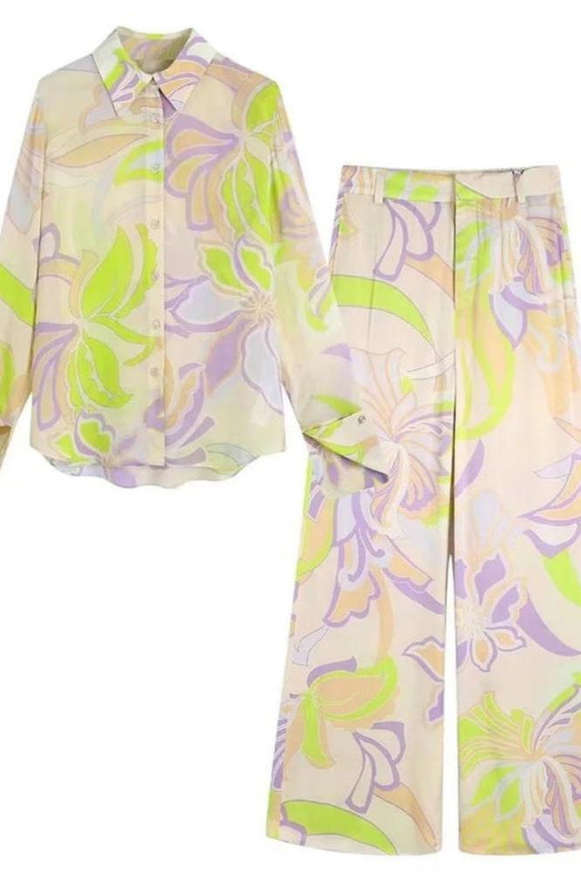 Akış Baskılı Bluz Seti