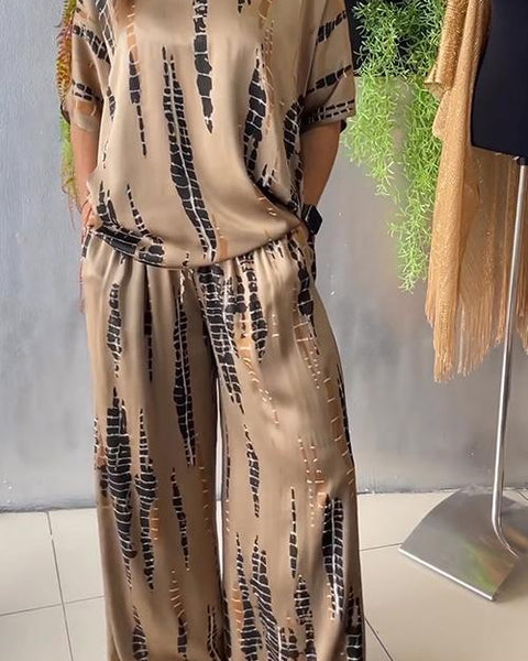 Aemilia | Yuvarlak Yaka İki Parça Saten Tulum