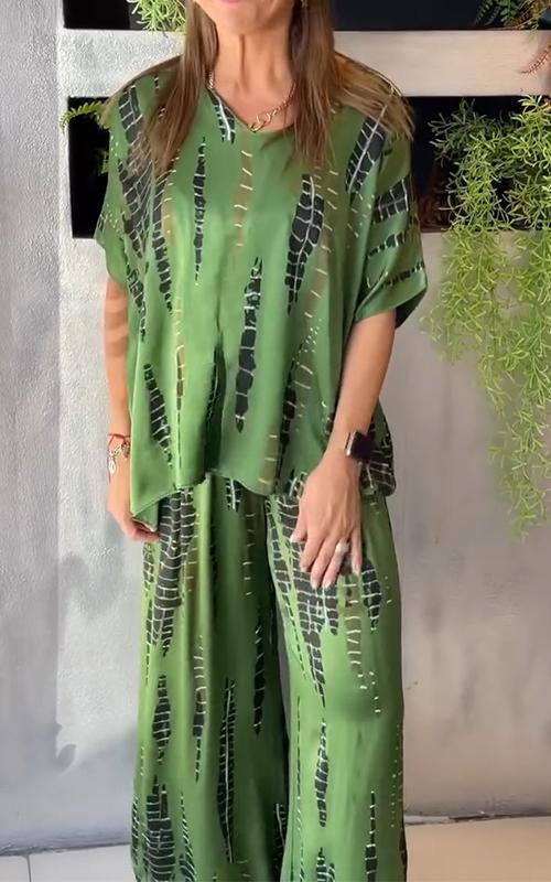 Aemilia | Yuvarlak Yaka İki Parça Saten Tulum