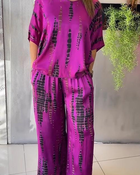 Aemilia | Yuvarlak Yaka İki Parça Saten Tulum