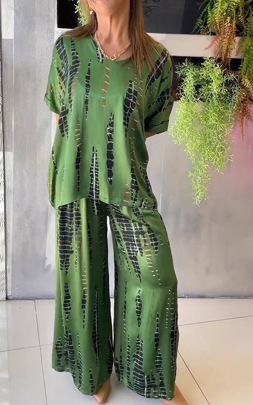 Aemilia | Yuvarlak Yaka İki Parça Saten Tulum