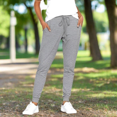 Brantlee | Kadınlar için Çizgili Modaya Uygun Aktif Pantolon | Gri